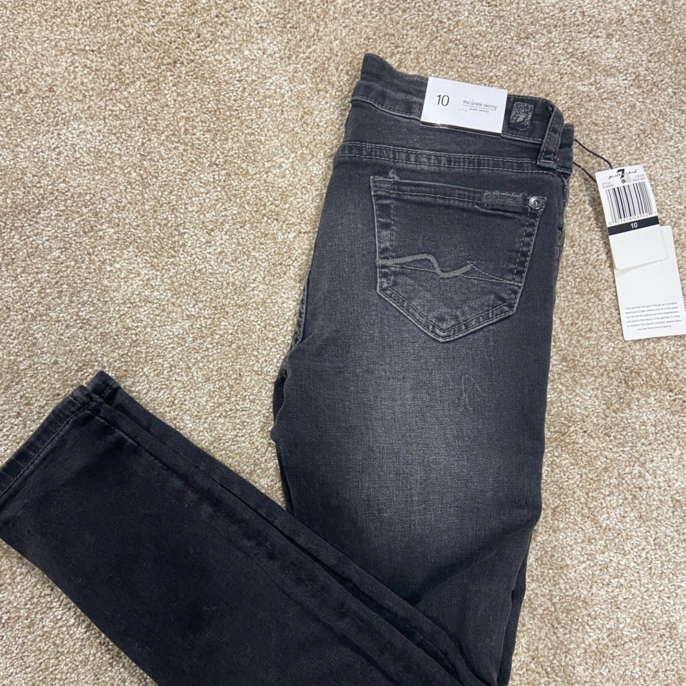 Boys YOUTH size 10 seven for all mankind ankle skinny jeans- Black distressed